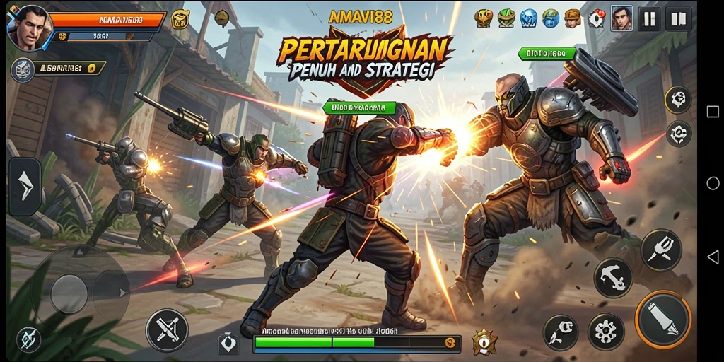 Screenshot gameplay AMAVI88 menampilkan aksi pertarungan yang intens dan memukau.