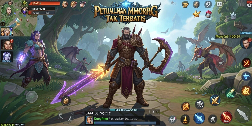 Tangkapan layar utama DAYA138 menampilkan aksi epic dalam pertempuran MMORPG.
