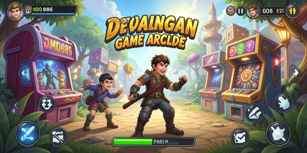 Screenshot utama DMD686 menampilkan aksi seru gameplay arcade.