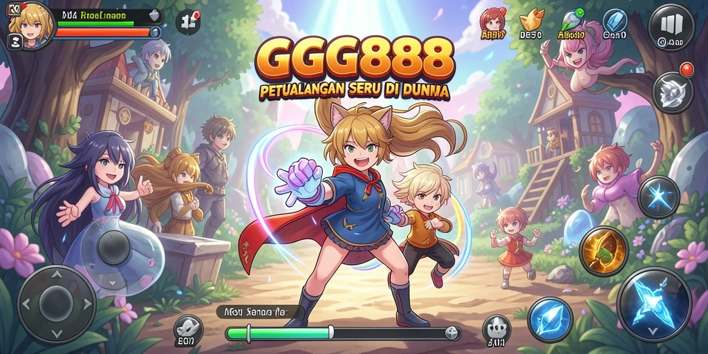 Tampilan gameplay seru dalam dunia anime yang penuh warna.