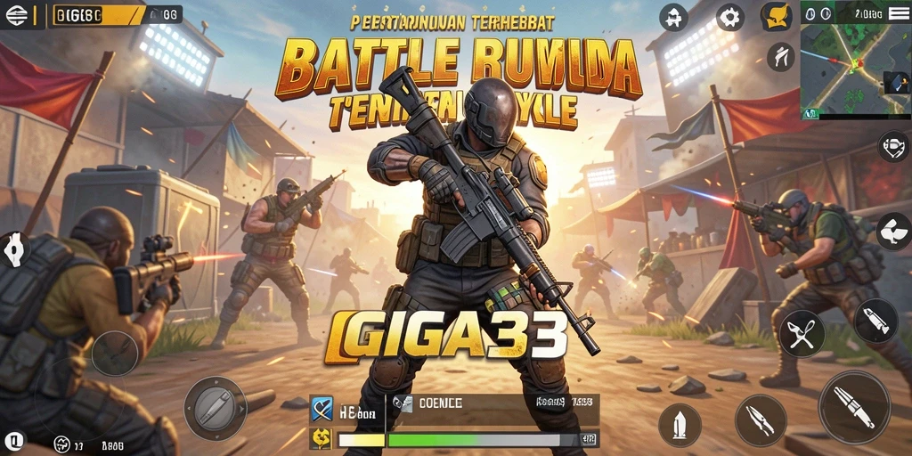 Screenshot GIGA33 yang menunjukkan aksi mendebarkan Battle Royale.