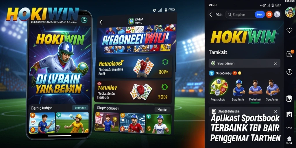 Tampilan utama aplikasi HOKIWIN dengan opsi taruhan olahraga.
