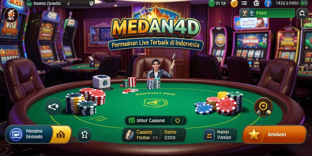 Tampilan permainan Live Casino MEDAN4D dengan dealer profesional dan suasana kasino yang hidup.
