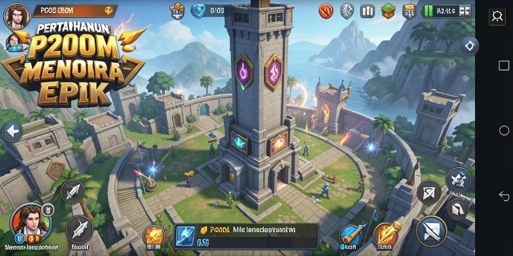 Screenshot P200M menampilkan aksi Tower Defense yang seru dan strategis.