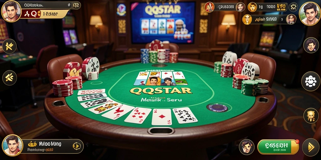 Screenshot menunjukkan gameplay Poker yang menegangkan dan seru.