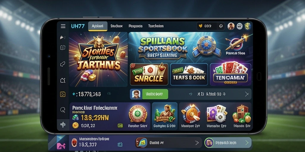 Tampilan gameplay Sportsbook UH77 dengan taruhan langsung yang menegangkan.
